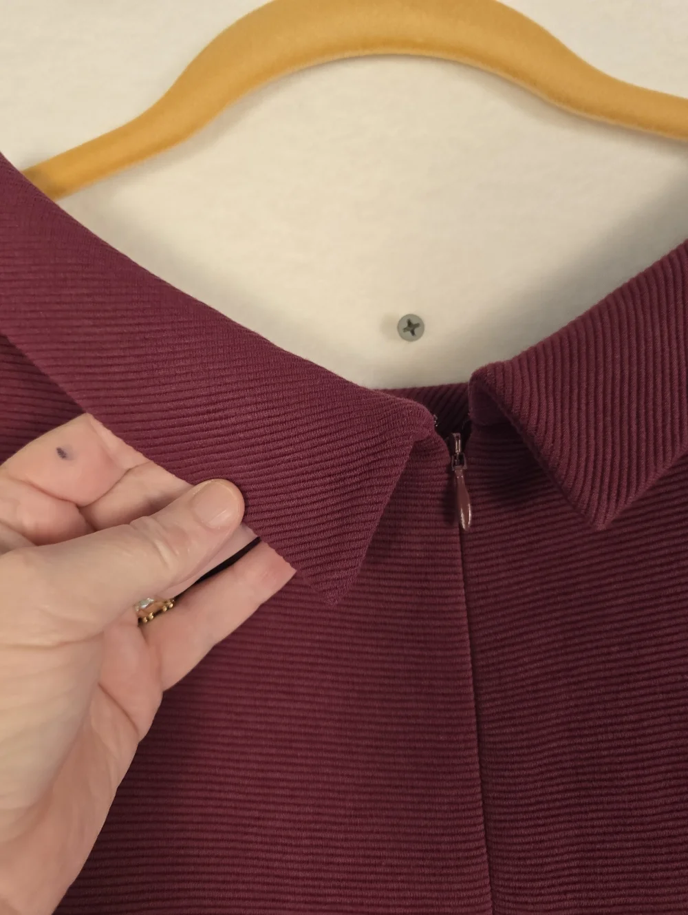 BODEN Maroon Ribbed Scoop Neck 3/4 Sleeve Lined Midi Dress. Ladies 16R - Picture 10 of 13